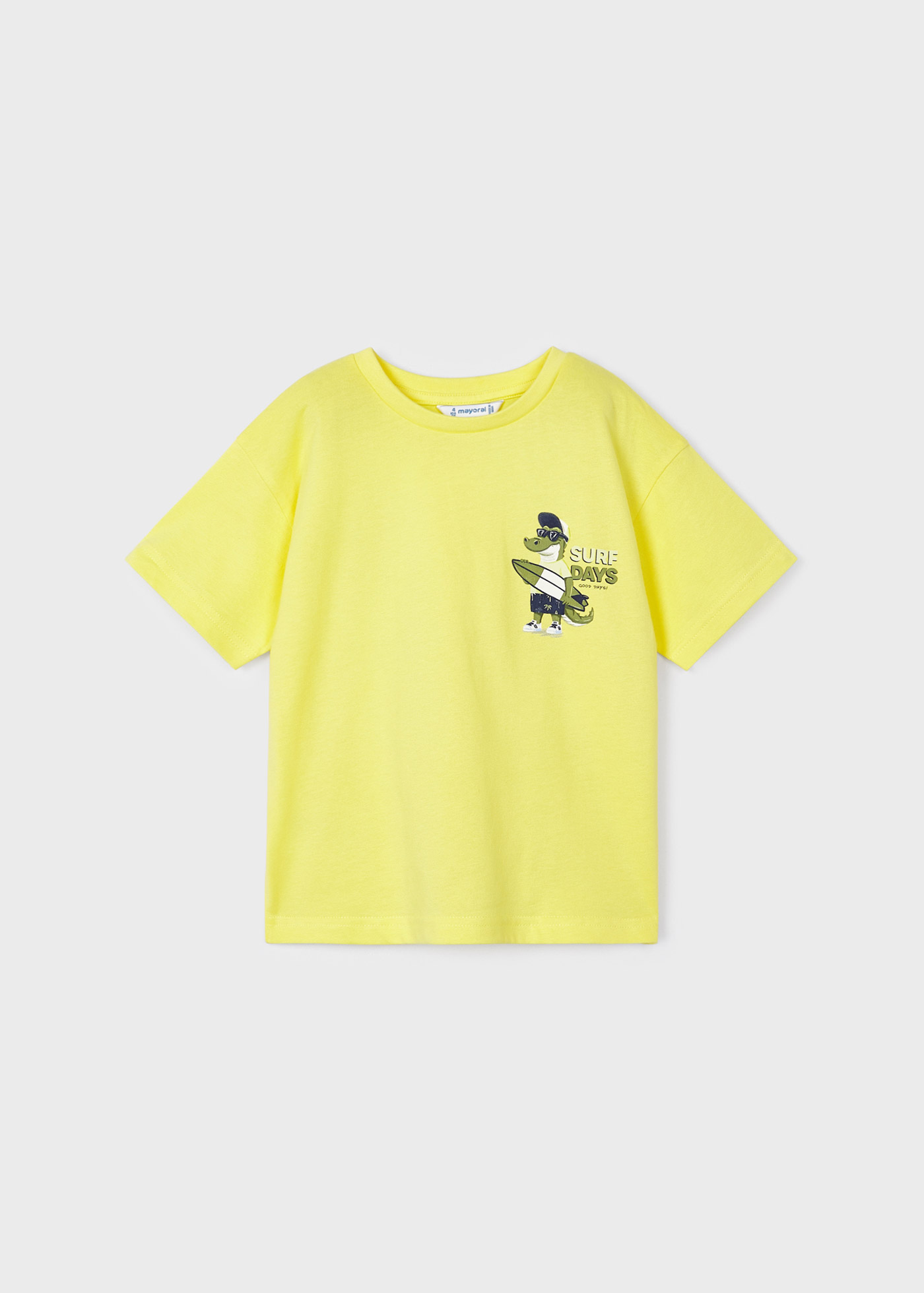Camiseta infantil masculina em algodão sustentável com estampa.