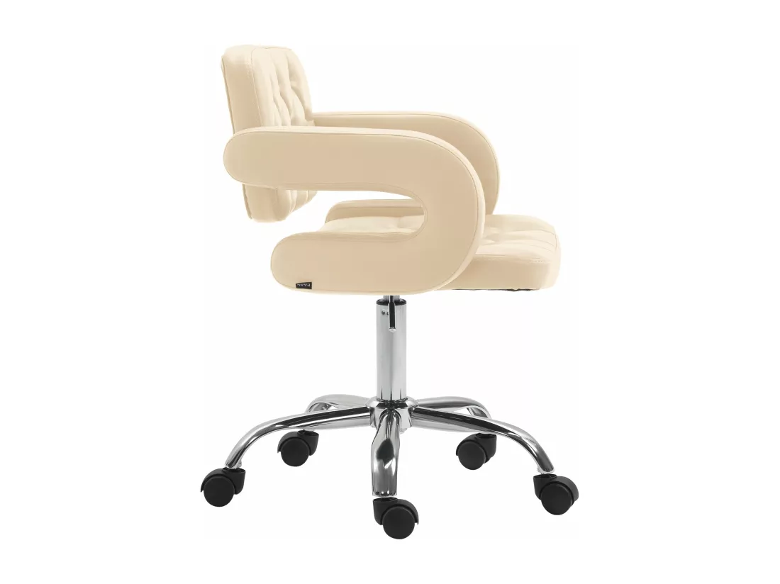Chaise de bureau - Similicuir & Métal chromé - Crème - Dublin