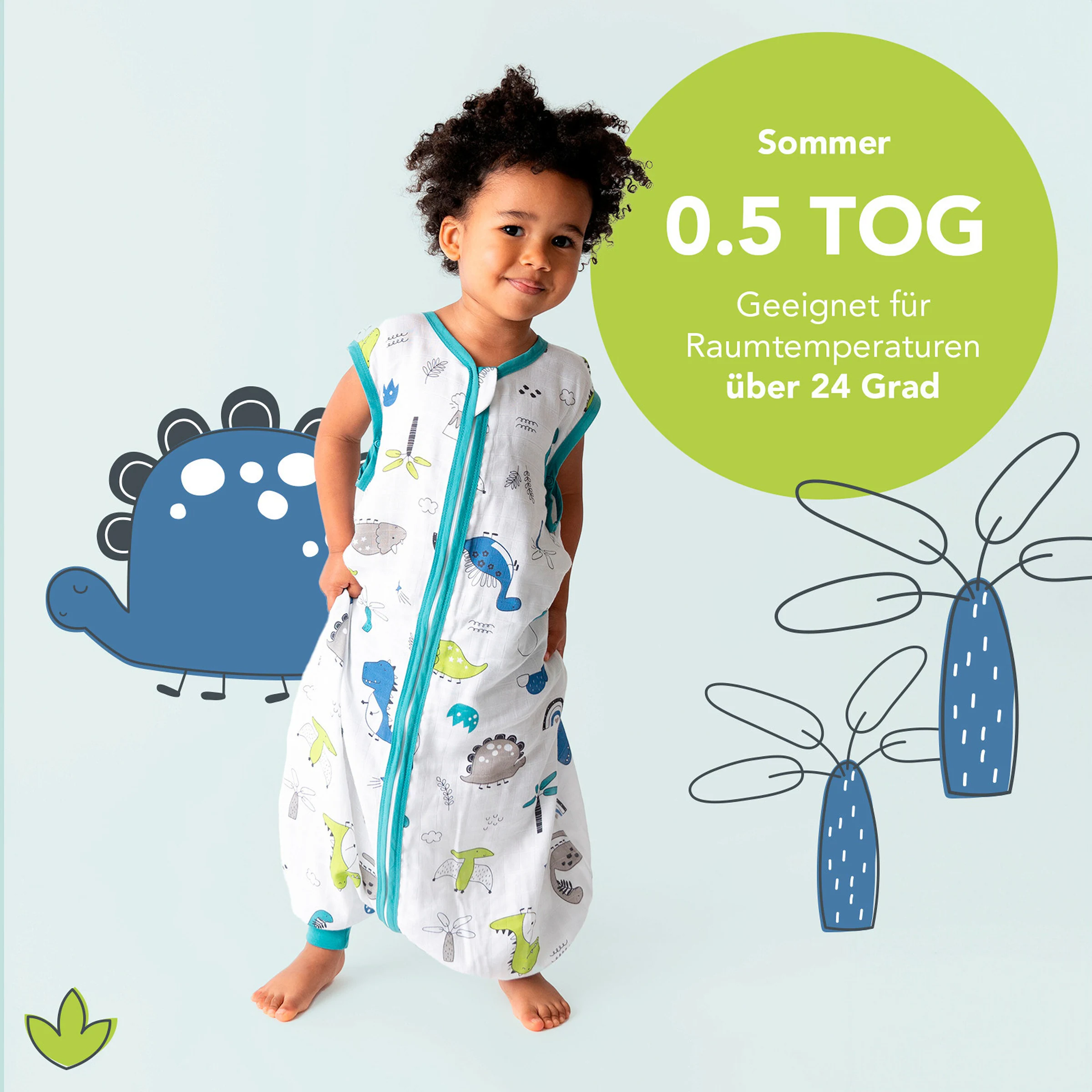 schlummersack Schlafsack mit Füßen 0.5 Tog Dinosaurier