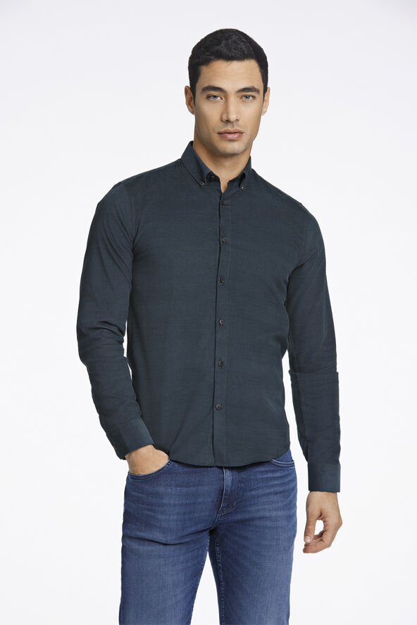 Lindbergh Fine corduroy shirt L/S Deep green