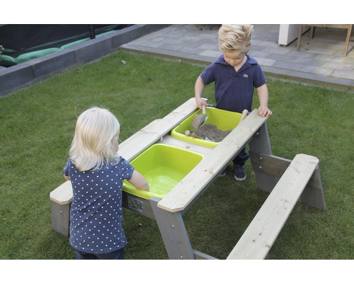 EXIT Aksent zand-, water- en picknicktafel met 2 banken, 94x121x50 cm, grijs