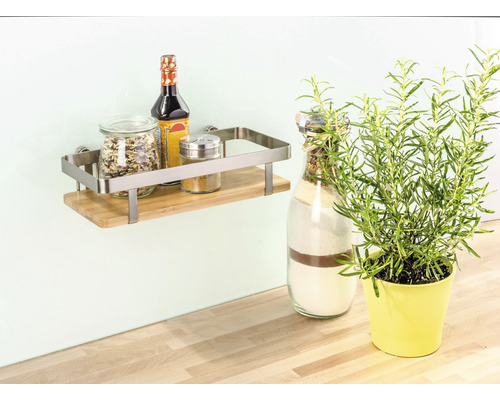 Universele plank Wenko Vacuum-Loc Premium + adapter zilver/bamboe