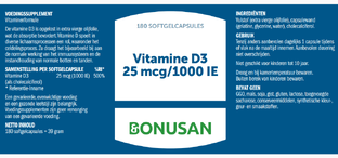 Bonusan Vitamine D3 25 mcg/1000IE Capsules 180ST