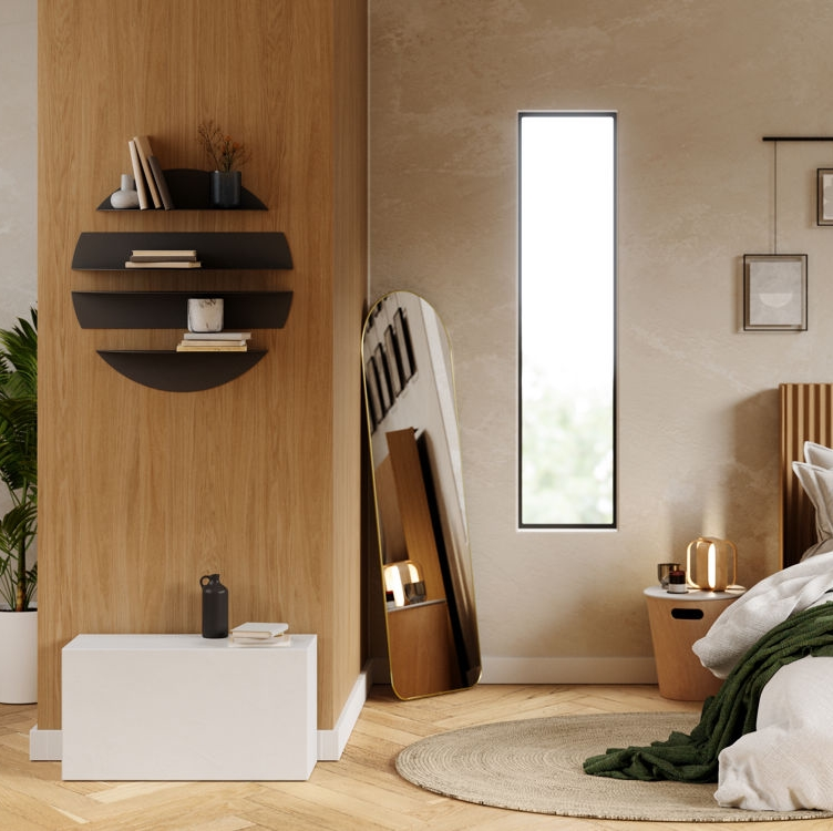 Umbra wandplank Solis rond zwart