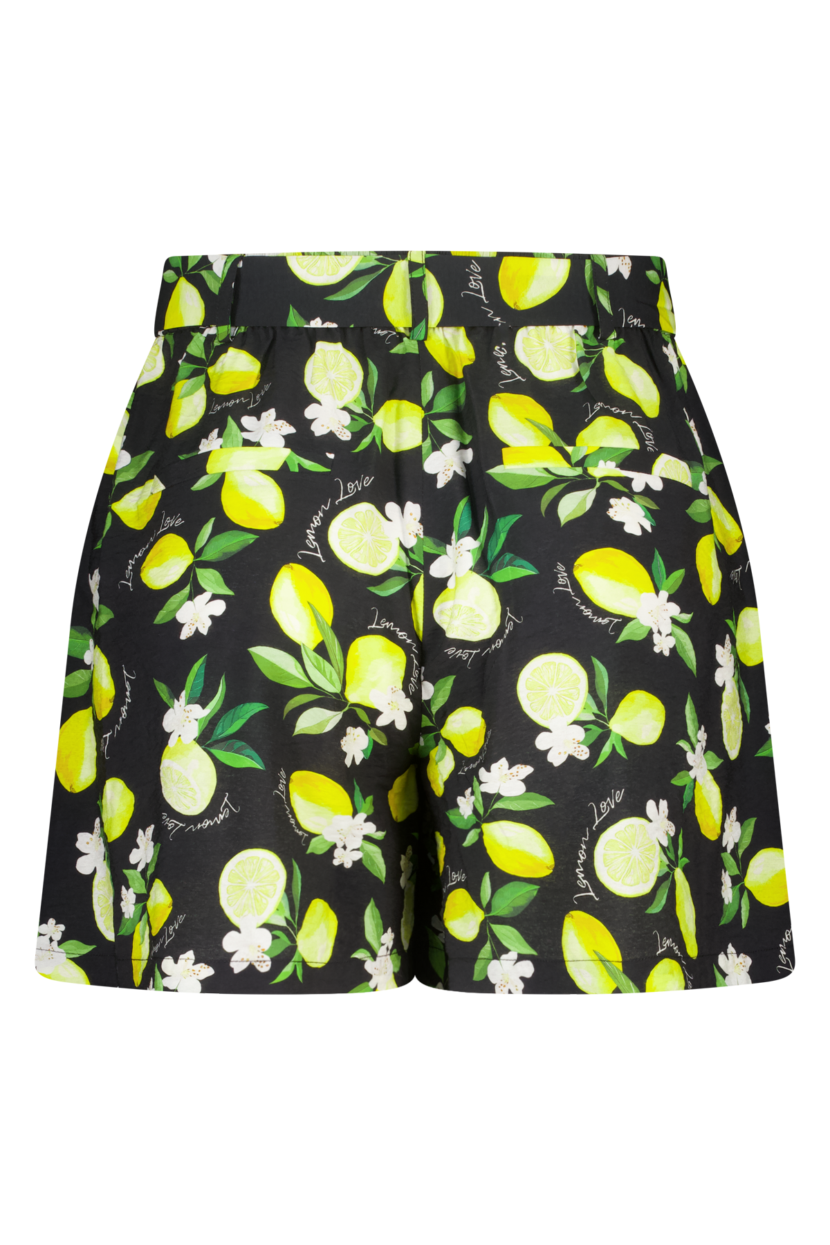 Shorts met citroenprint en ceintuur Multi zwart-wit