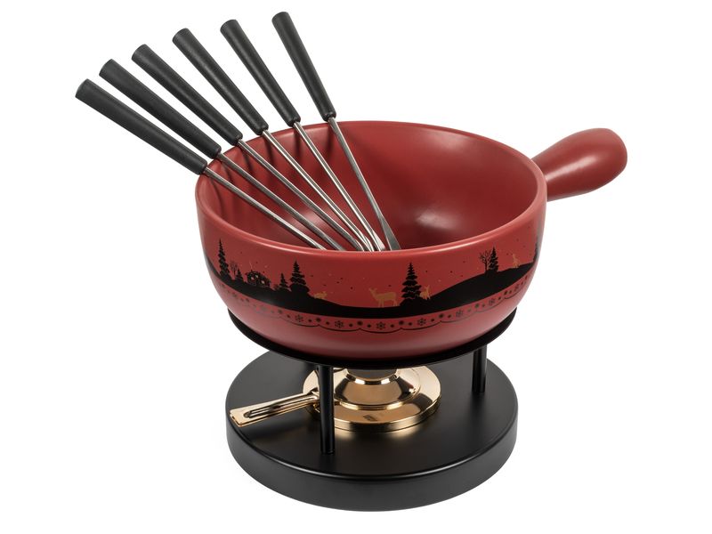Kuhn Rikon Käsefondue-Set Winterwonderland 8 Teile, Rot/Sch Käsefondue-Set