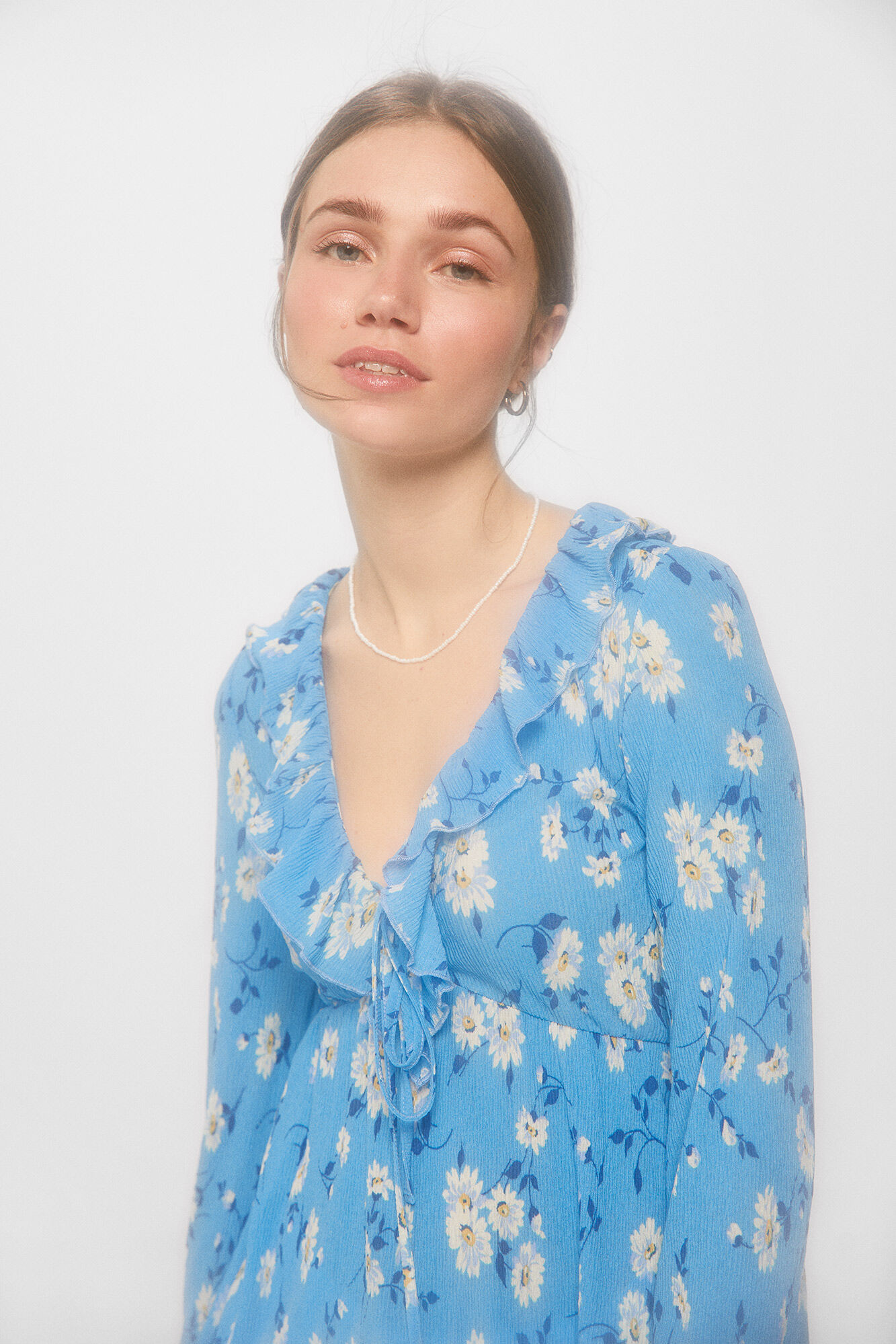 Blusa em crepe de poliéster - Estampa turquesa