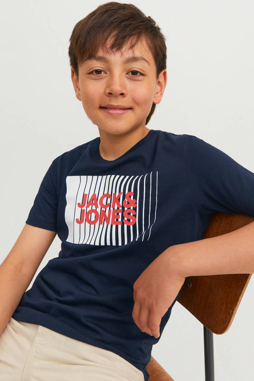 JACK & JONES T-shirt JJECORP van katoen donkerblauw