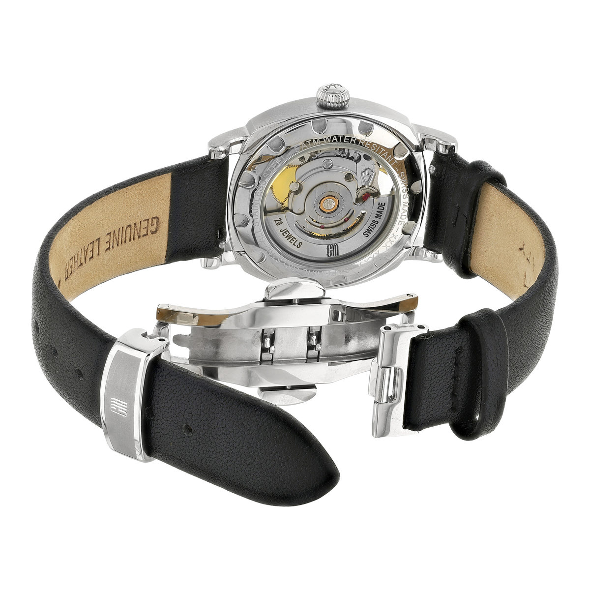 Montre MATY GM automatique cadran noir bracelet cuir noir