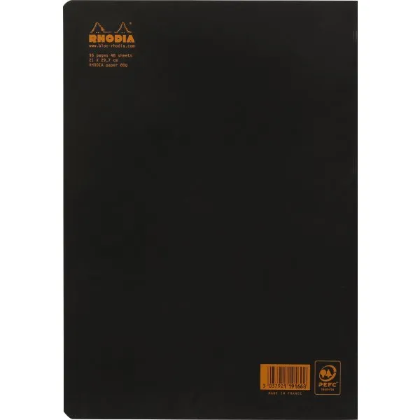 Rhodia Kladdehæfte A4 dotted papir - sort omslag - 80gram 48 sider (Rhodia nr. 119166C)