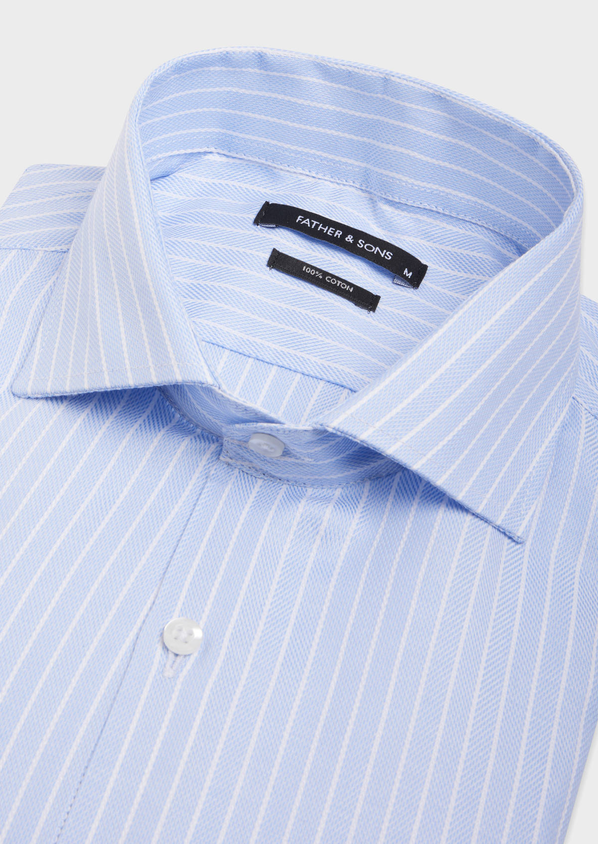 Chemise habillée Slim en coton bio façonné bleu ciel à rayures blanches
