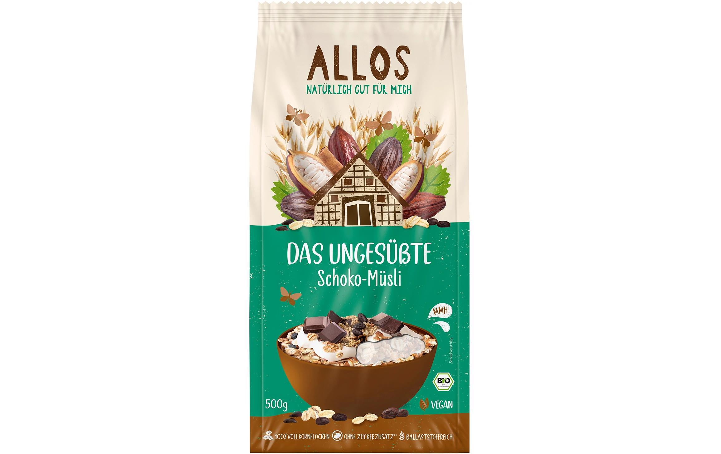 Das Ungesüsste Schoko-Müsli 500 gBio zertifizierte Getreideflocken ohne zugesetzten Zucker