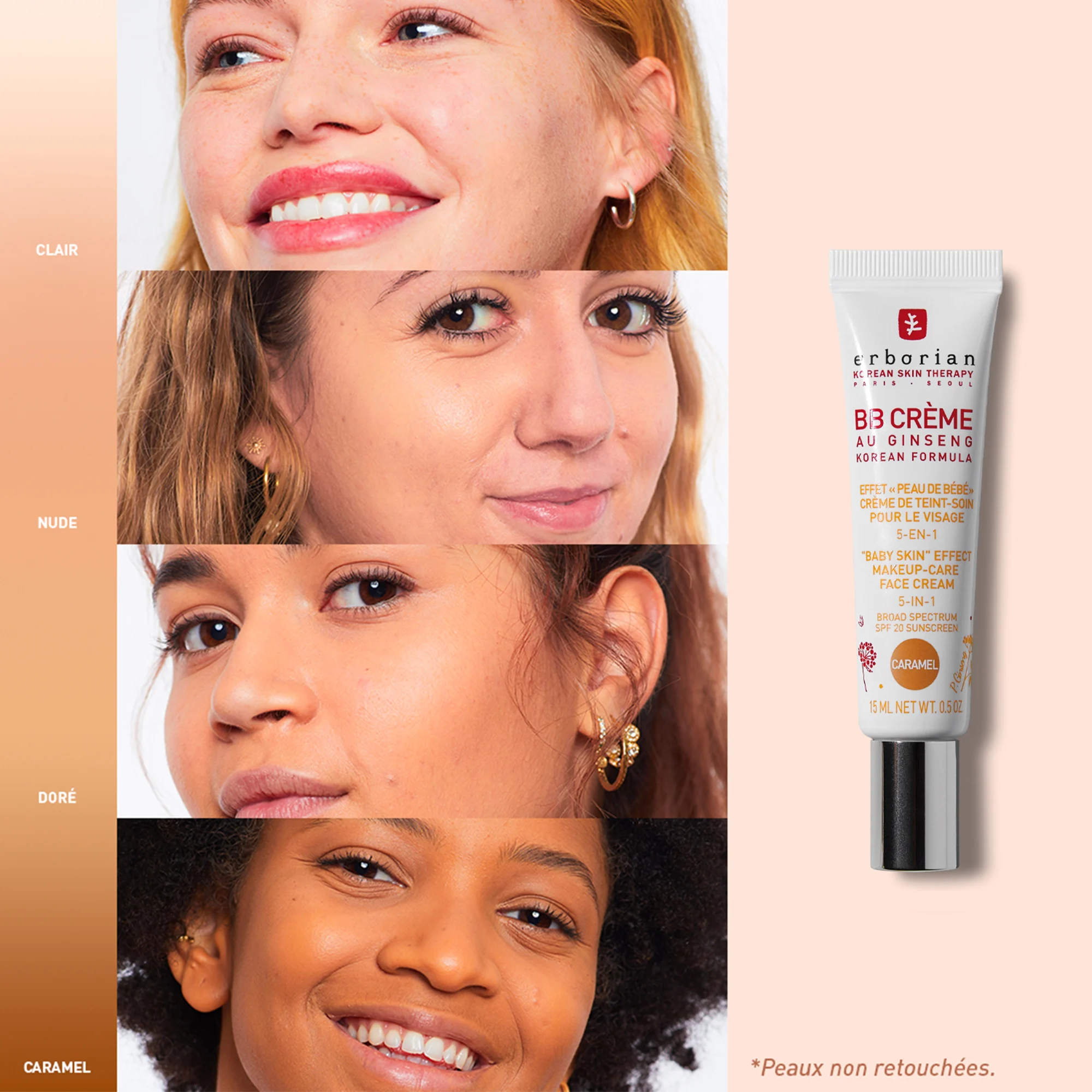 BB Crème au Ginseng - Crème de Teint-Soin 5-en-1 - Effet|- Caramel