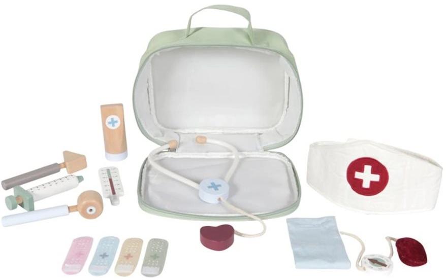 Arztkoffer Spielset 15-teiligSpielzeug-Arztkoffer mit umfangreichem Zubehör aus Holz