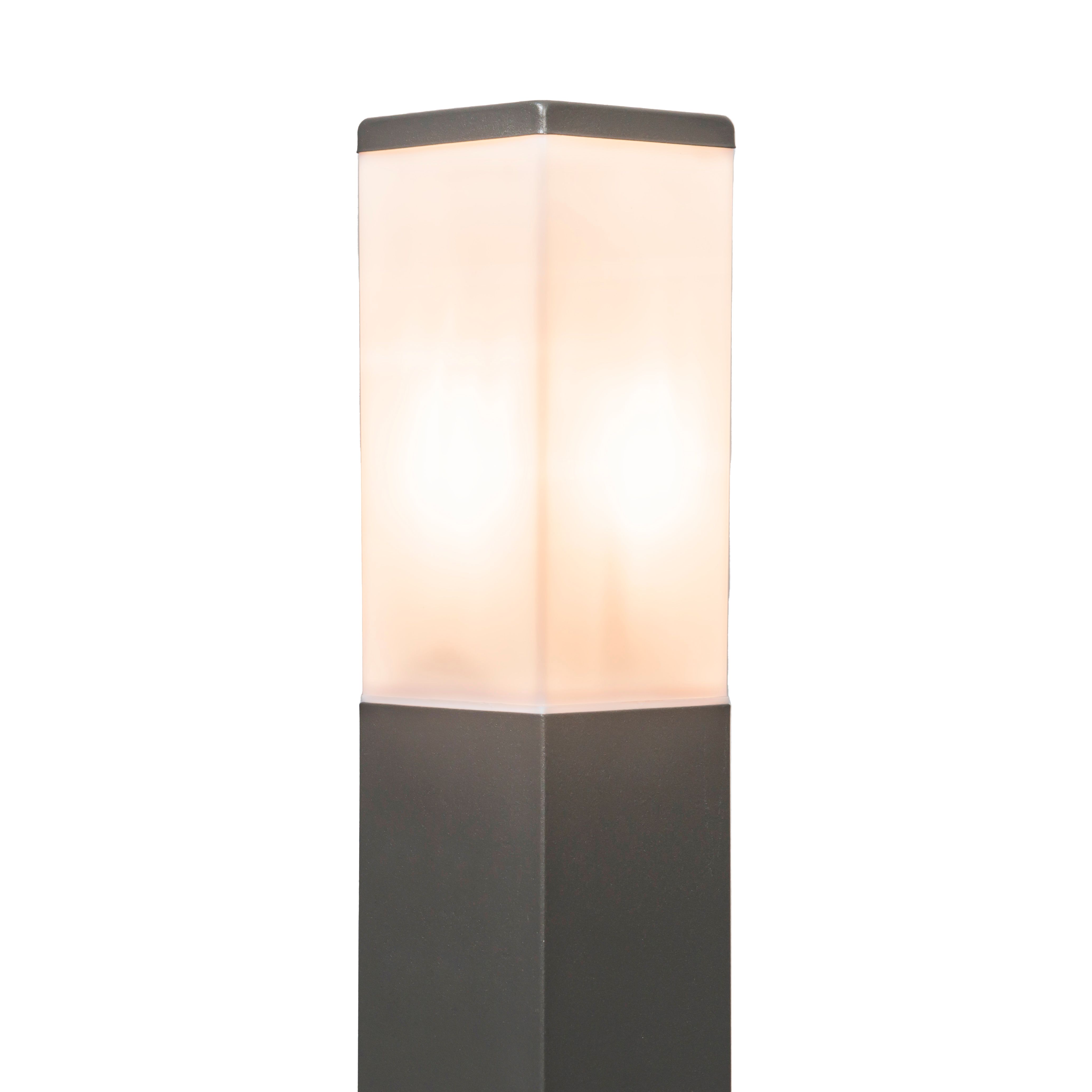 Moderne buitenlamp paal donkergrijs met opaal 80 cm IP44 - Malios
