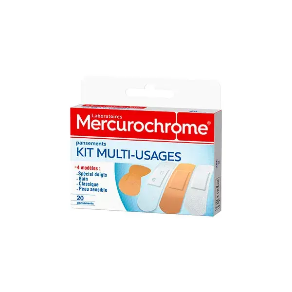 Kit de emplastro multiuso com mercurocromo, 20 unidades