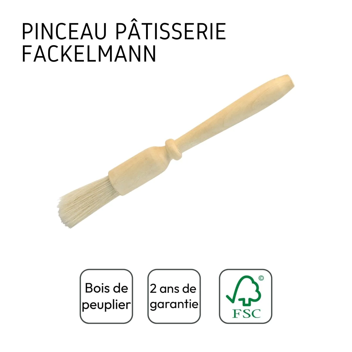 Pinceau de cuisine et de pâtisserie 18 cm en poils de porc Wood Editio