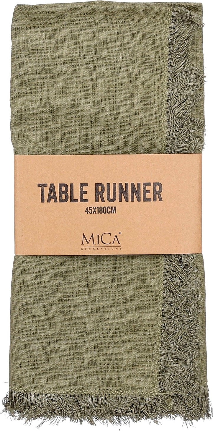 Mica Decorations tafelloper Villia groen 180 x 45 cm