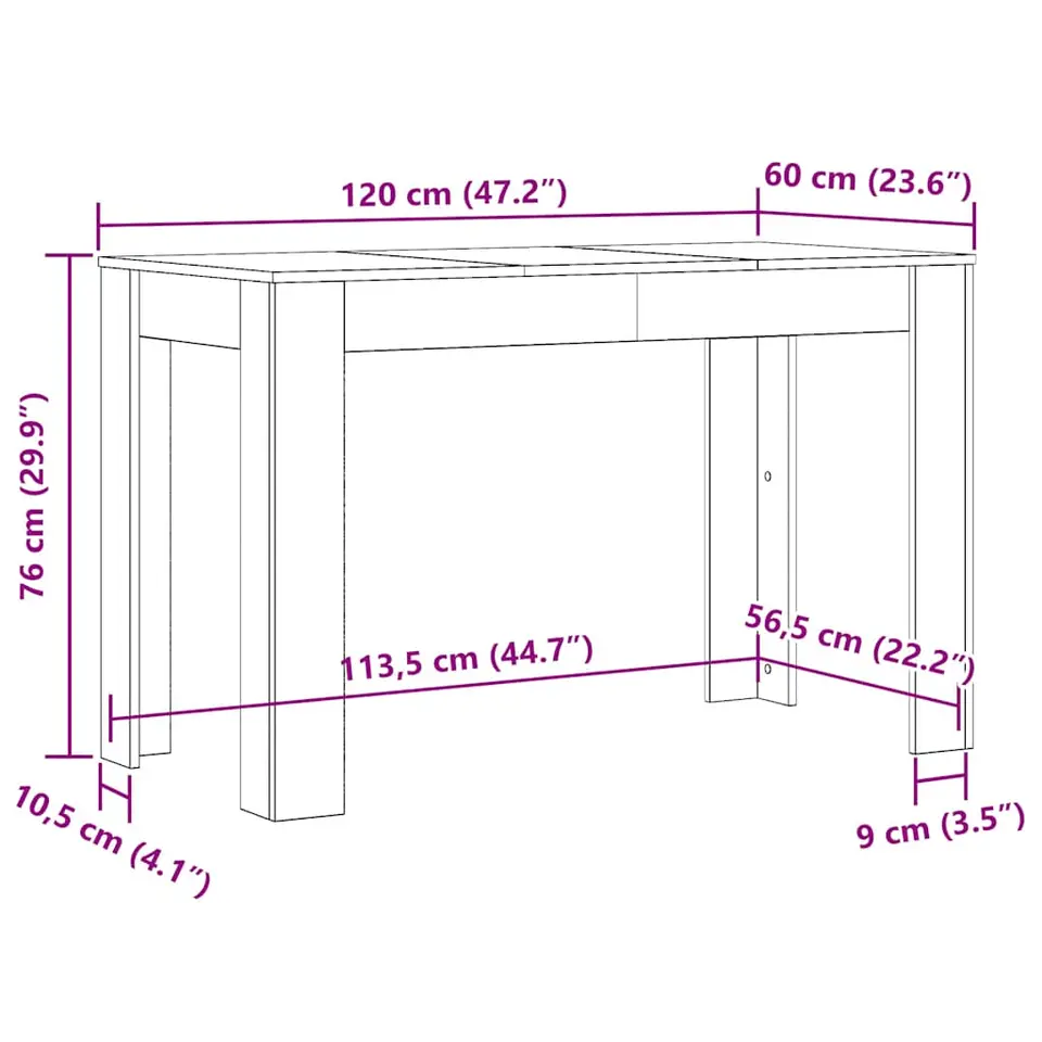 vidaXL - Eettafel - Grijs - Bewerkt hout