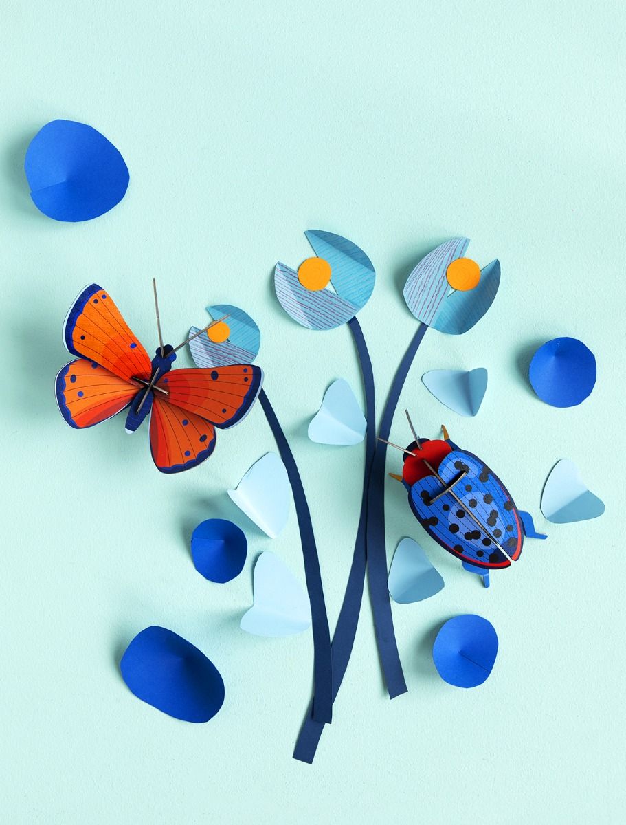 Trophée papillon bleu cuivre