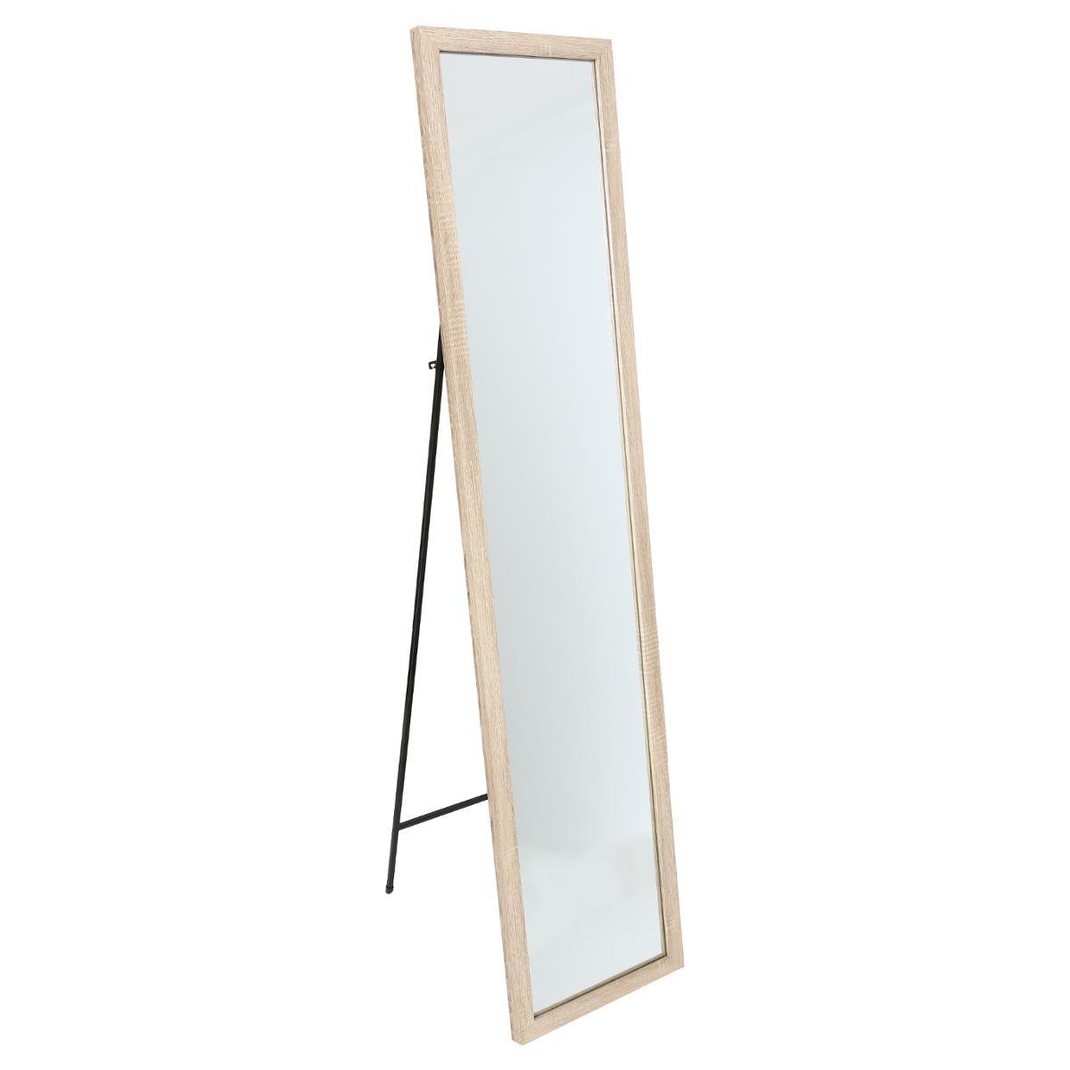 MIROIR SUR PIED EFFET BOIS 35X155CM