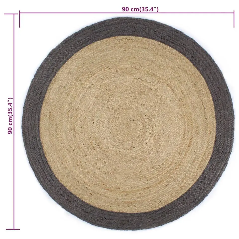 vidaXL - Tapijt - Grijs - Jute - 90 cm