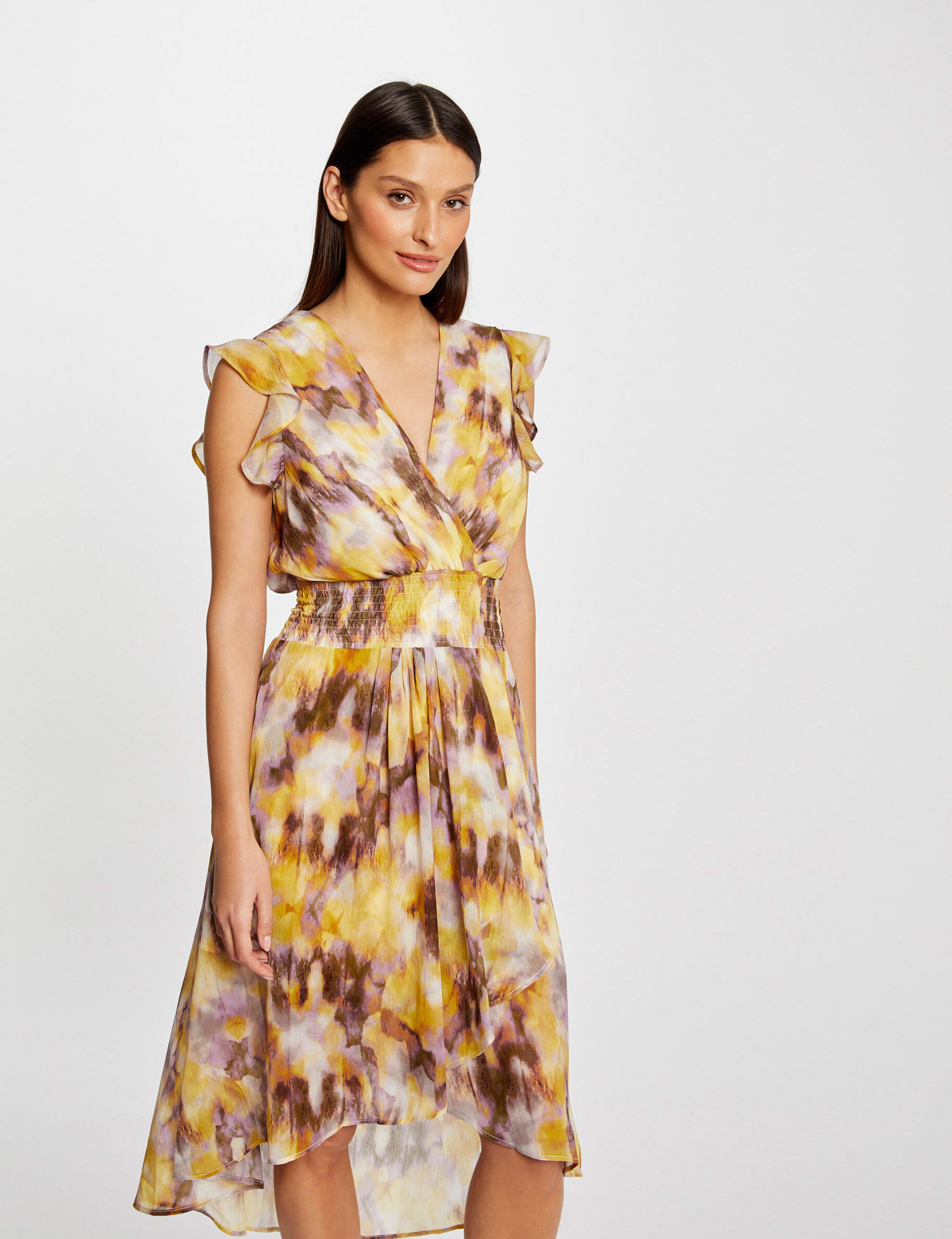 Robe midi cintrée imprimé abstrait multico femme - multico