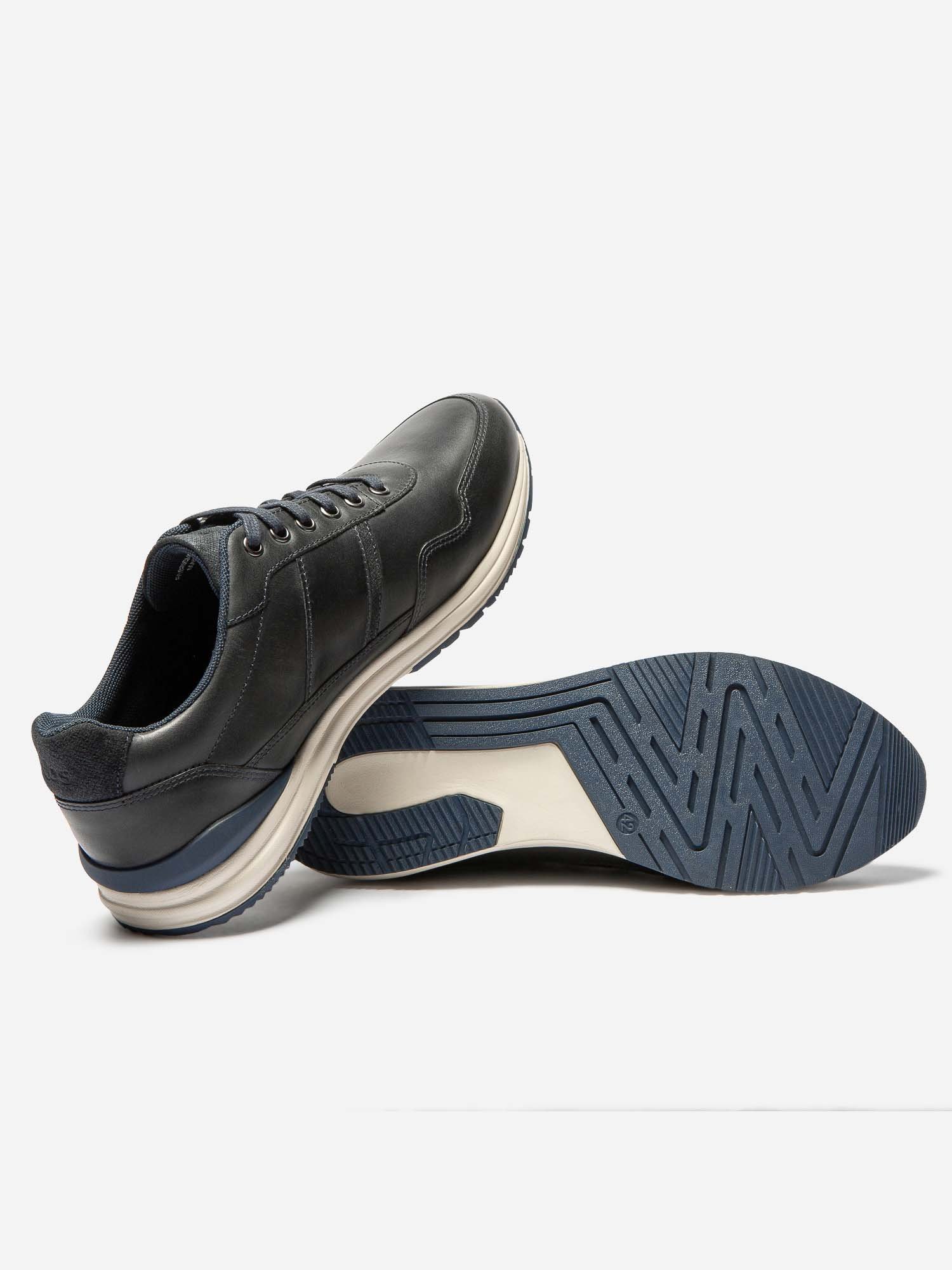 Tennis Homme Confort Cuir Marine