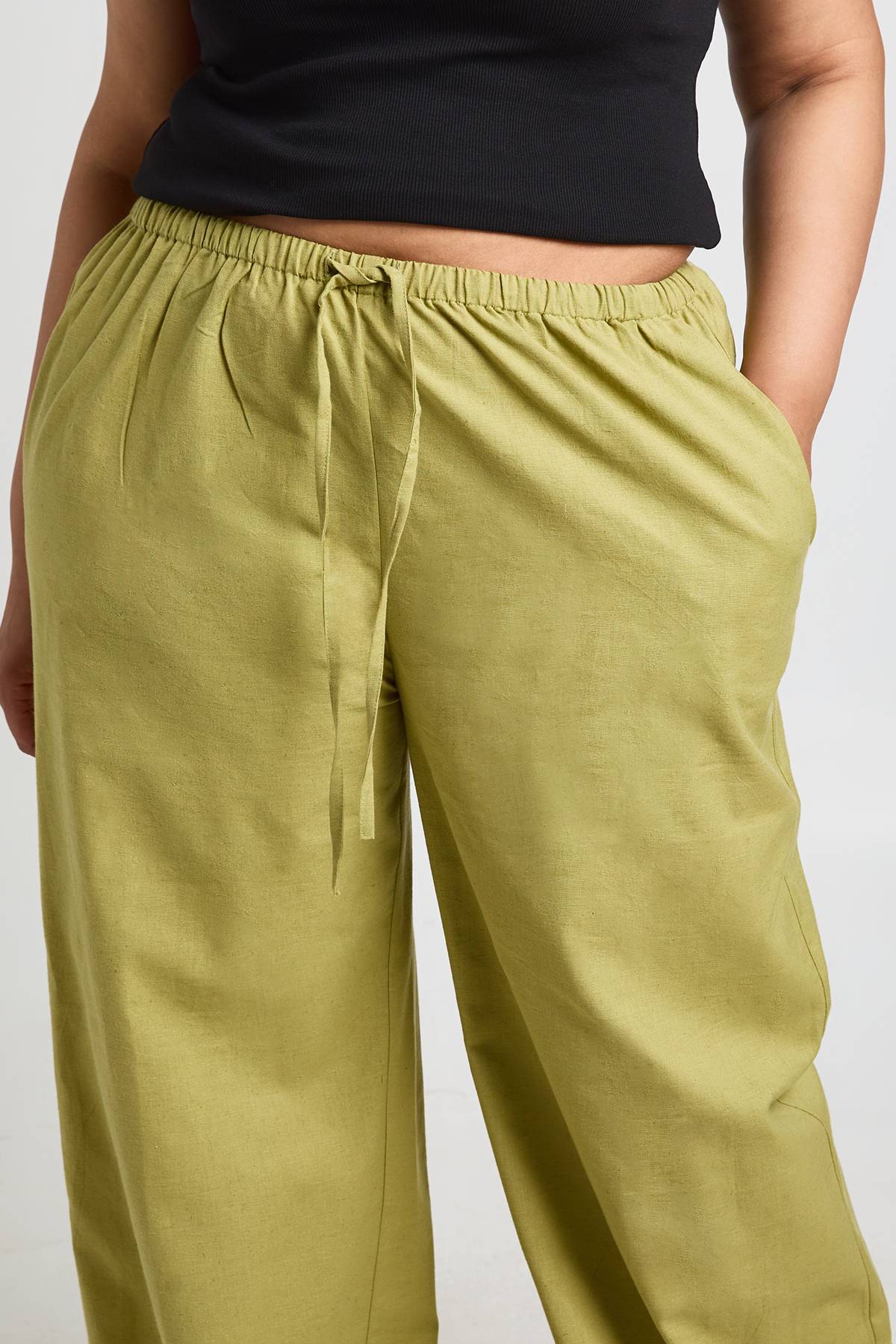 boohoo Pantalon Grande Taille En Lin