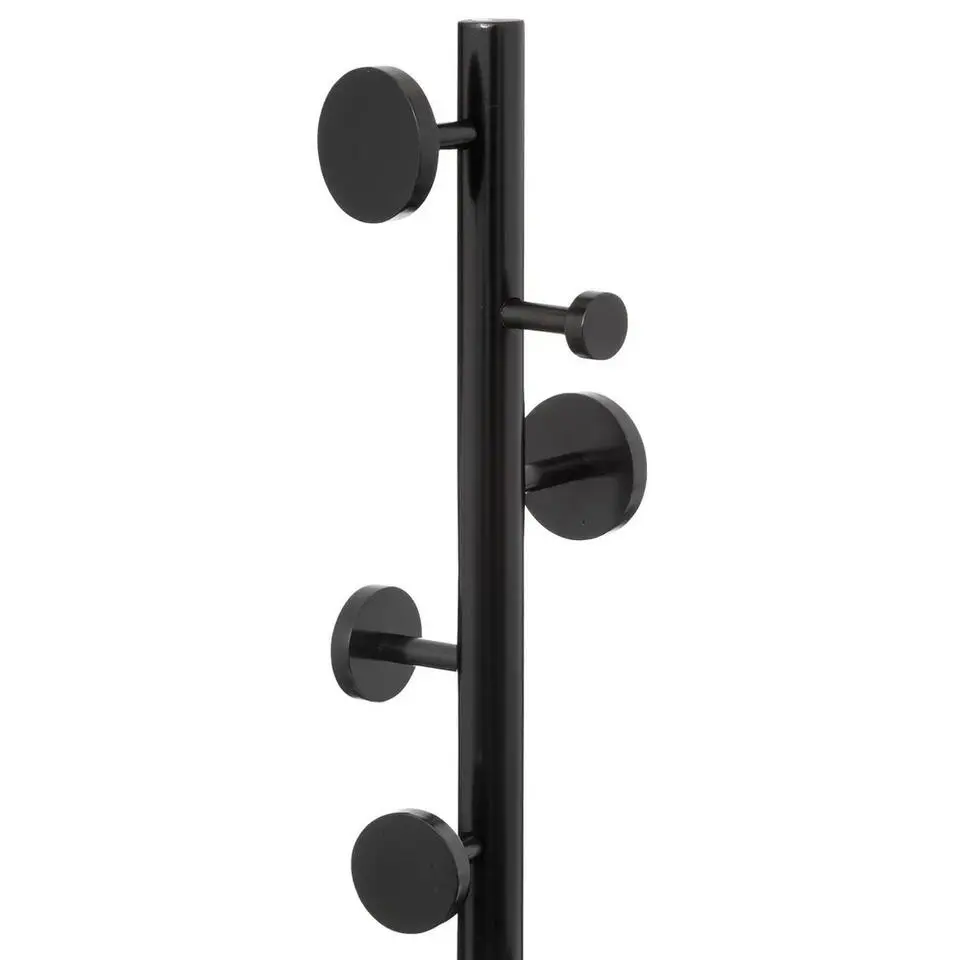 5Five Kapstok - zwart - dennenhout - 8 haken - H176 cm