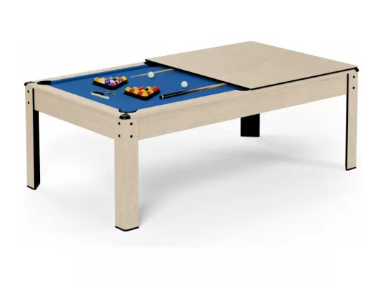 Billard Américain convertible table 4places KITBILL 5FT - 183 x 102 x 78 cm Plateau dînatoire et accessoires inclus - Beige