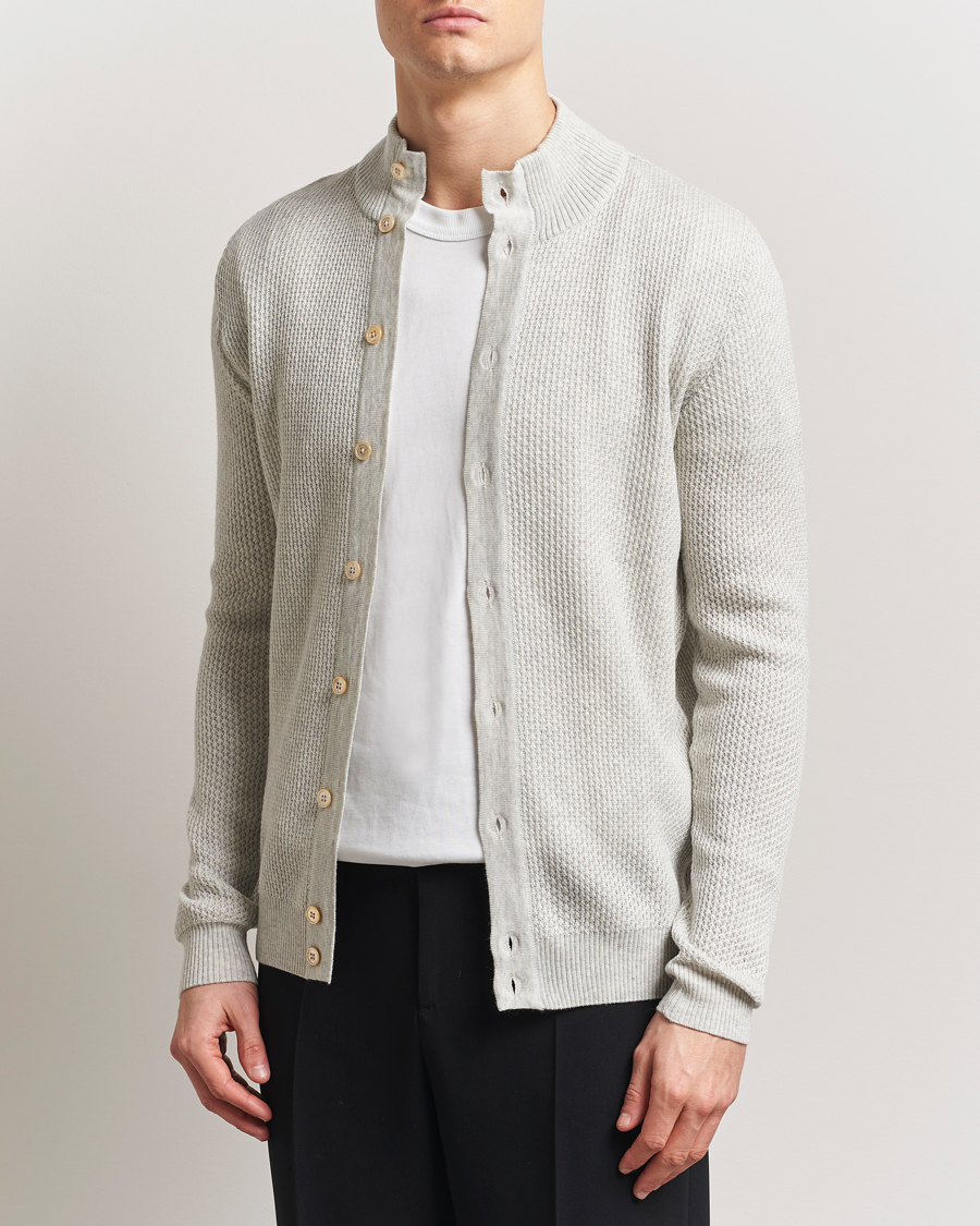 Stenströms Knitted Textured Merino Cardigan Grey