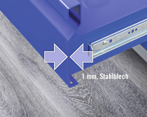 Industriële werkbank B 5.2, 1770 x 880 x 700 mm, 2 deuren, 7 laden, 1 lade, grijs/blauw