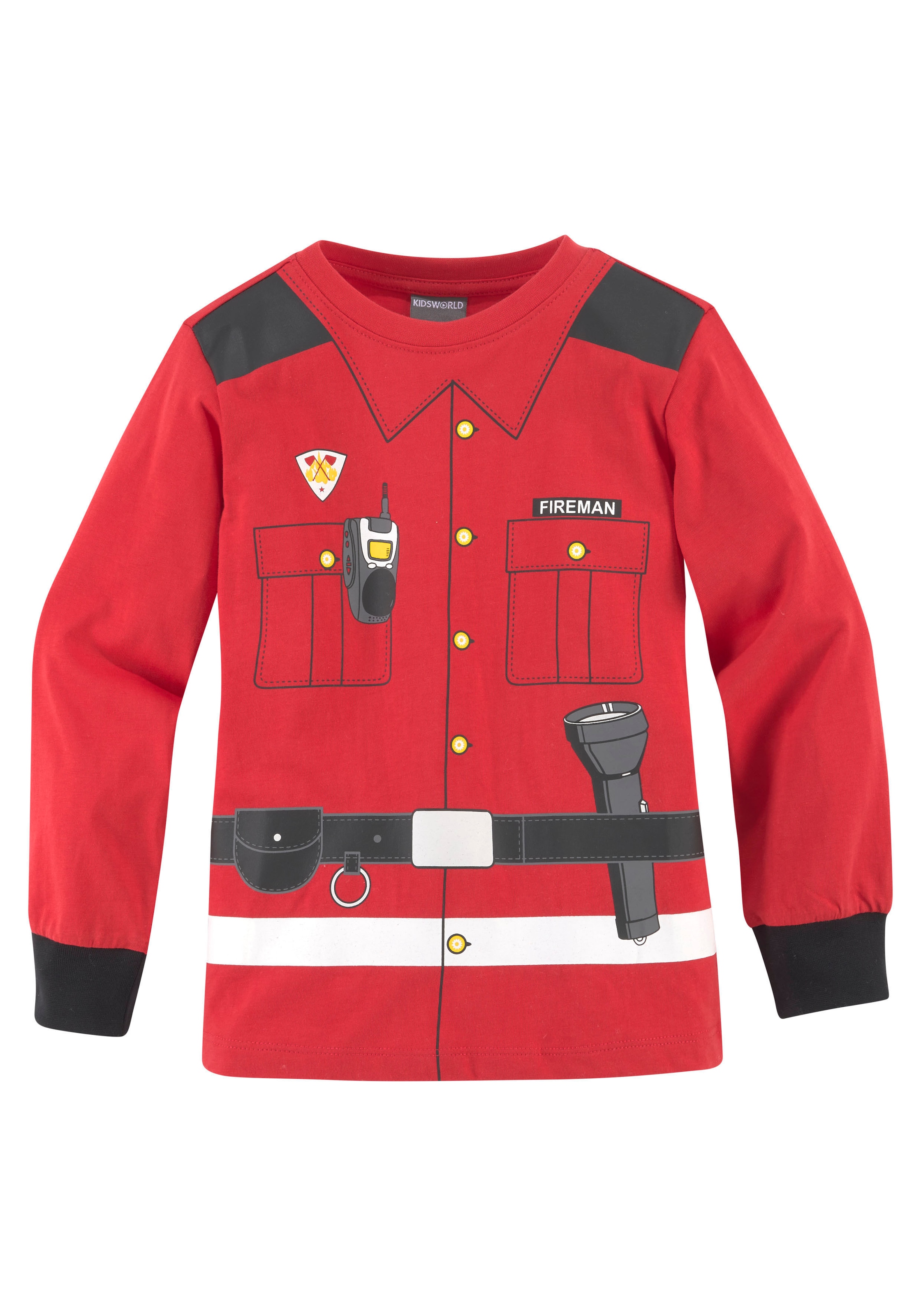 KIDSWORLD Langarmshirt »FEUERWEHR«, Langarm,  Basic-Passform,  bedruckt,  Rundhalsausschnitt