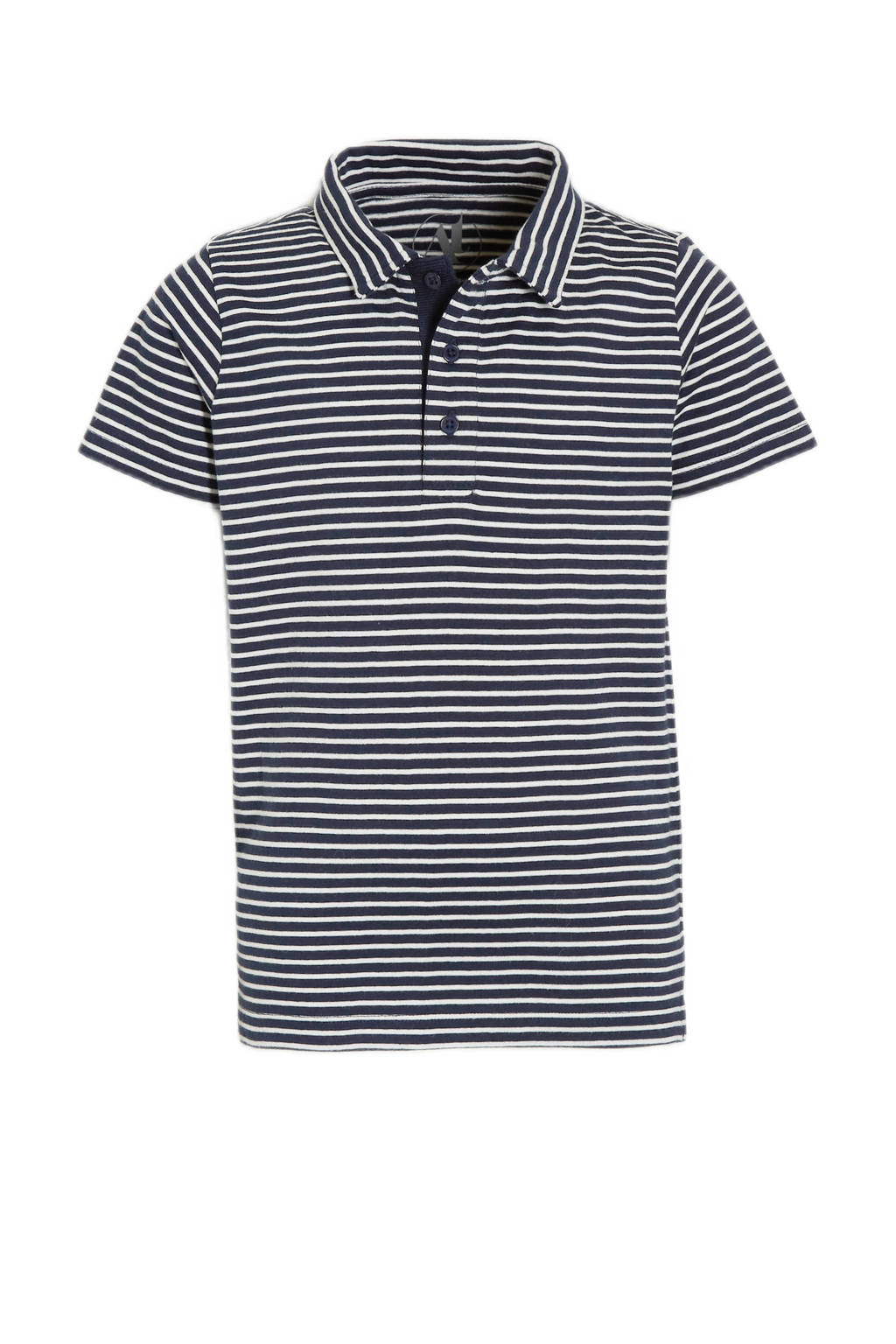 anytime gestreepte polo donkerblauw/wit