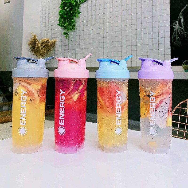 (500ml) Fitness Protein Shaker Trinkflasche   Blender Kugel - Grau