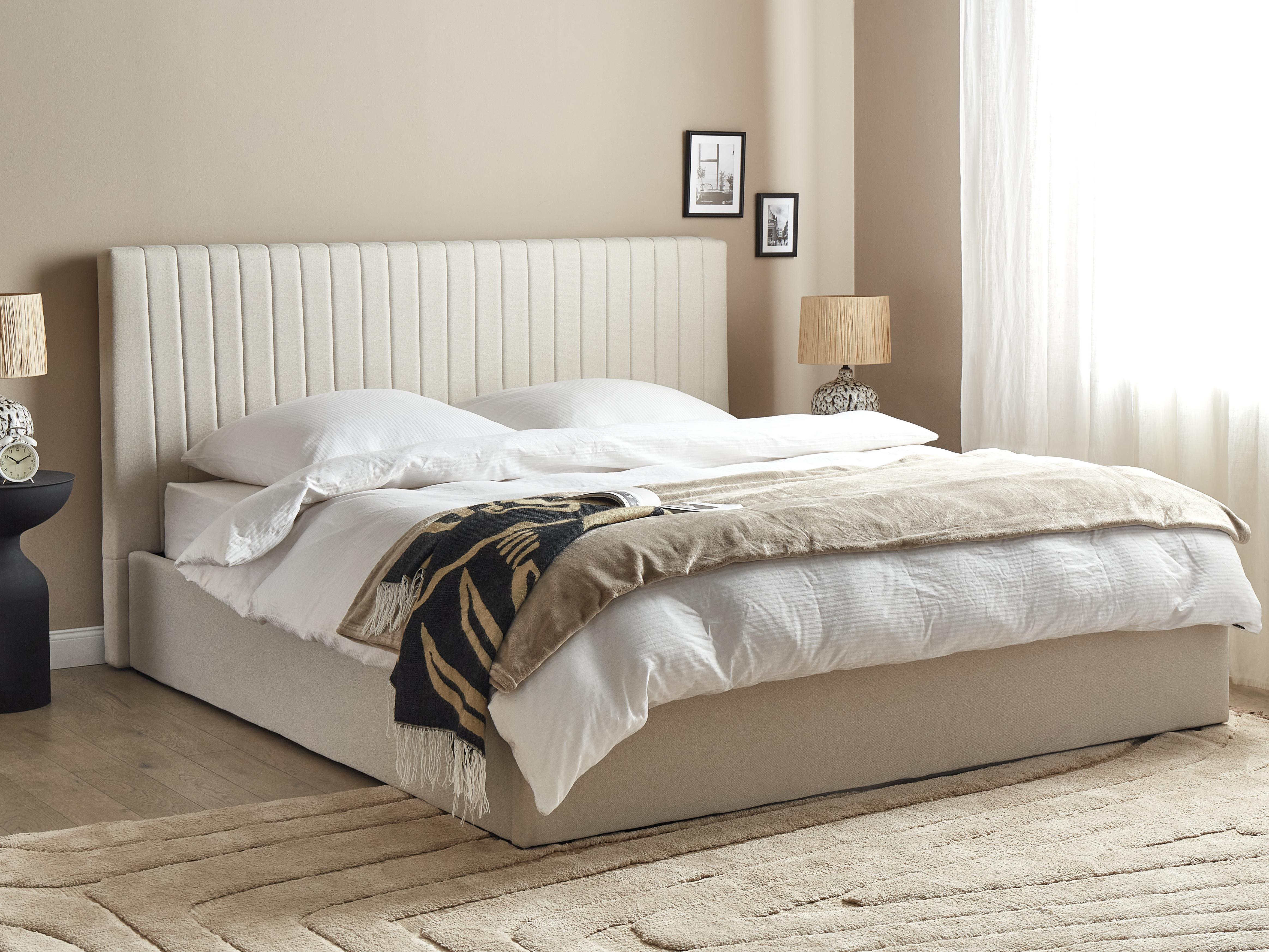 Bed met opbergruimte Stof VION 180 x 200 cm Beige