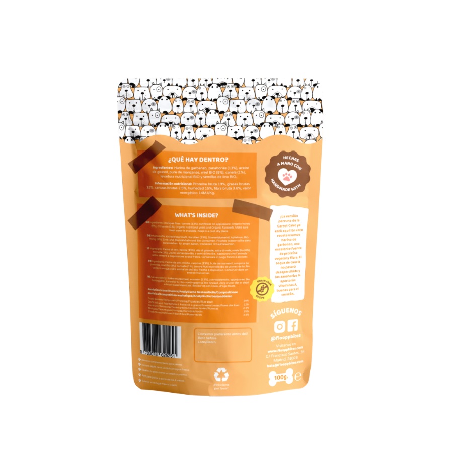 FlooppBITES Biscoitos sem Grãos com Sabor de Cenoura