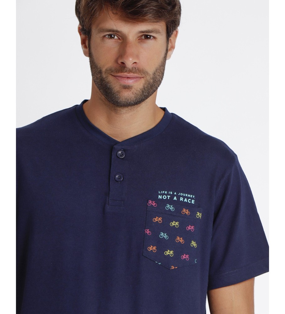 Pijama de manga curta para ciclismo Admas Navy