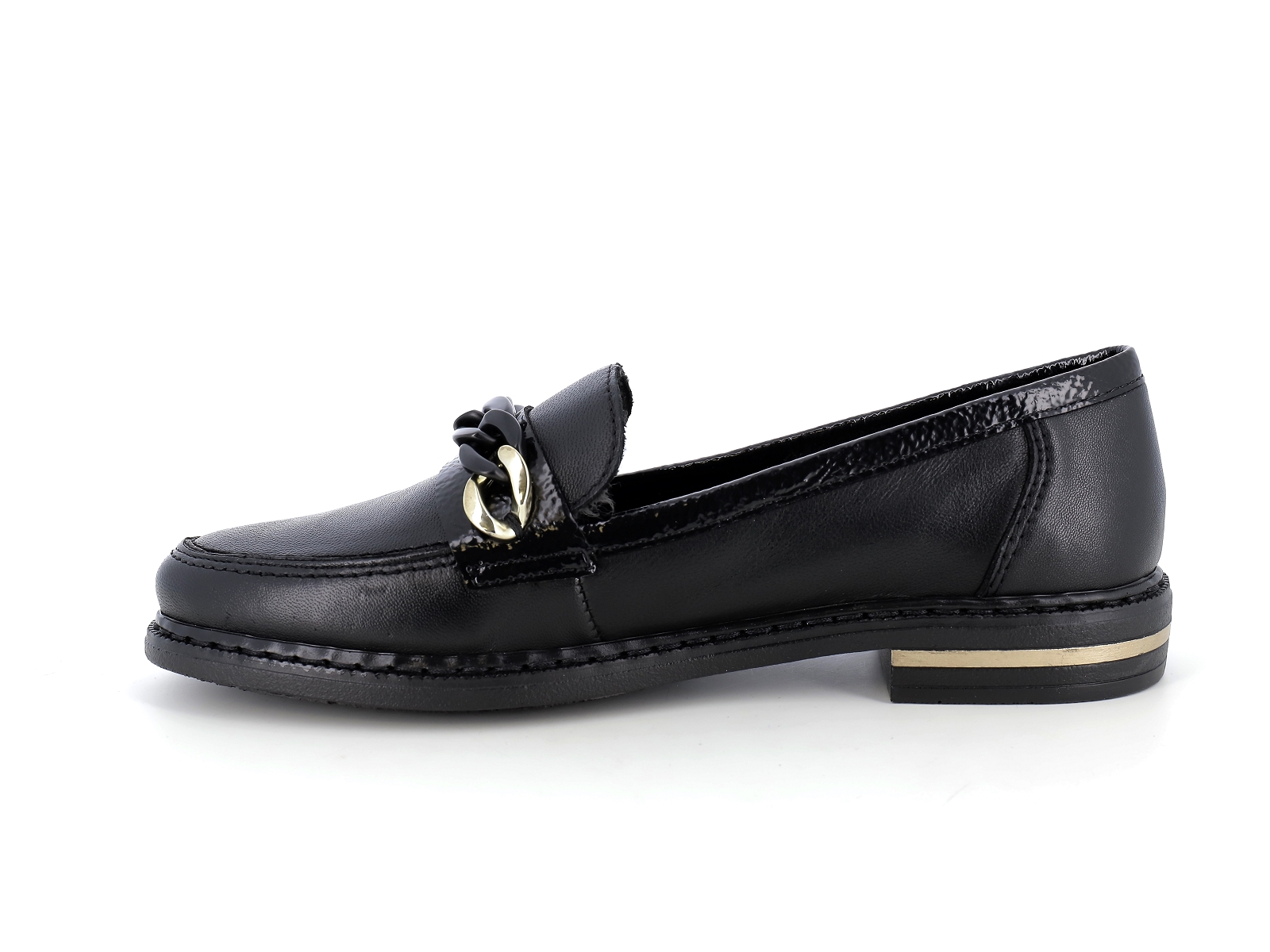 Rieker-50664 Cuir Noir Or