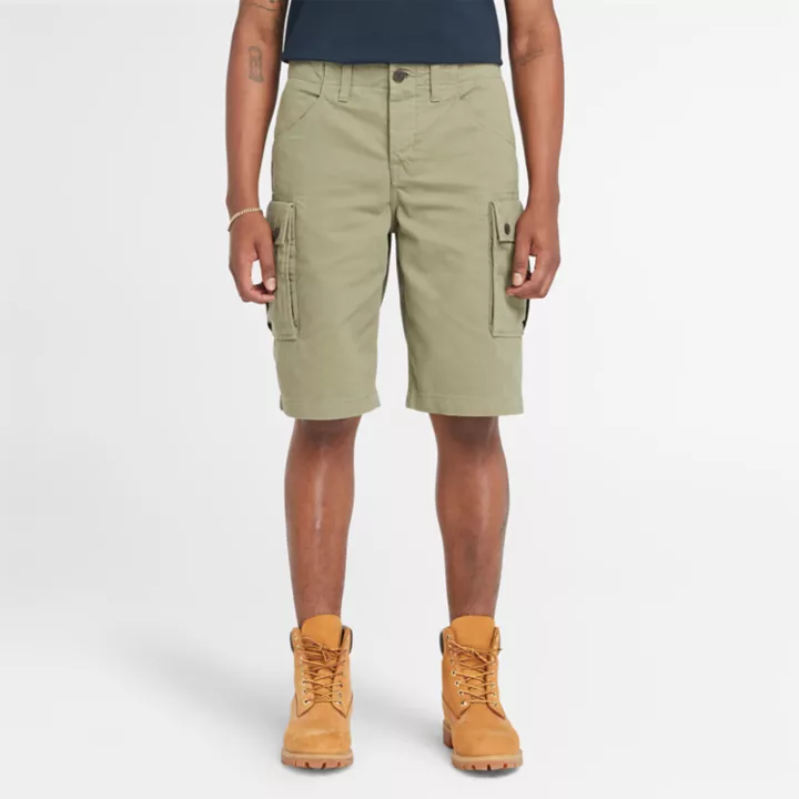 Short cargo en sergé pour homme en vert