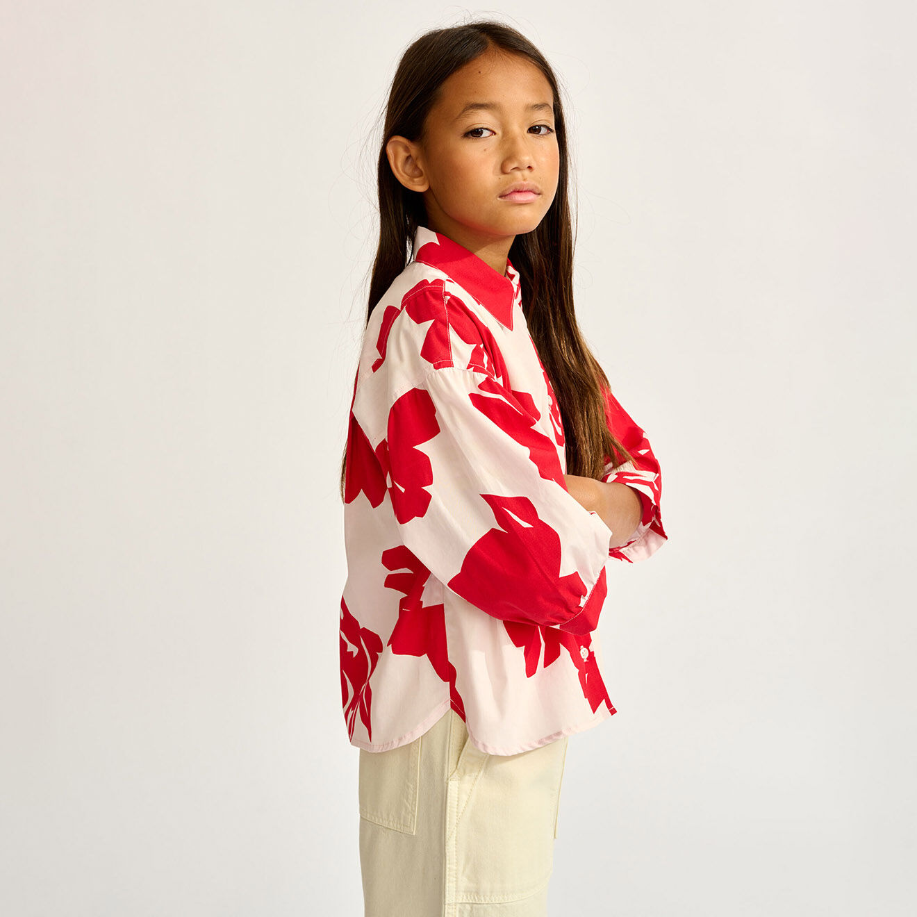 Bellerose Chemise Ave à fleurs rouge