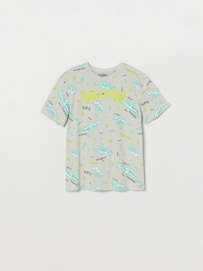 Conjunto de pijama estampado - Cinza claro