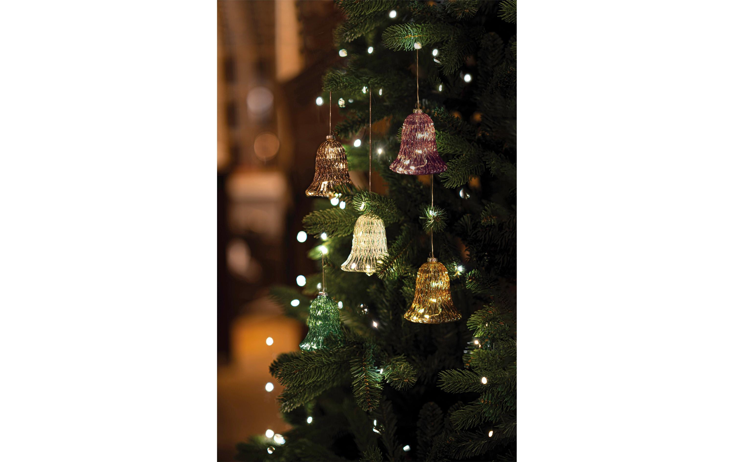 Weihnachtskugel Luna Glocke, Ø 9 cm, BordeauxWeihnachtsglocke aus Glas