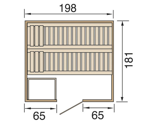 Massief houten sauna Weka Bergen GT Gr.1.8 incl. 7,5 kW kachel en digitale bediening, zonder raam, met grafietkleurige volledig glazen deur