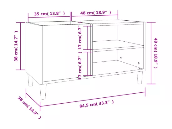 Armoire à disques noir 84,5x38x48 cm bois d'ingénierie
