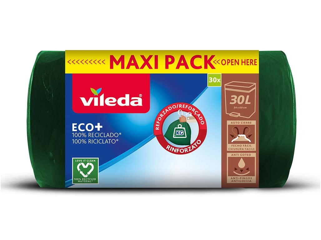 SACOS LIXO VILEDA 100% RECICLADO 30L 30UN