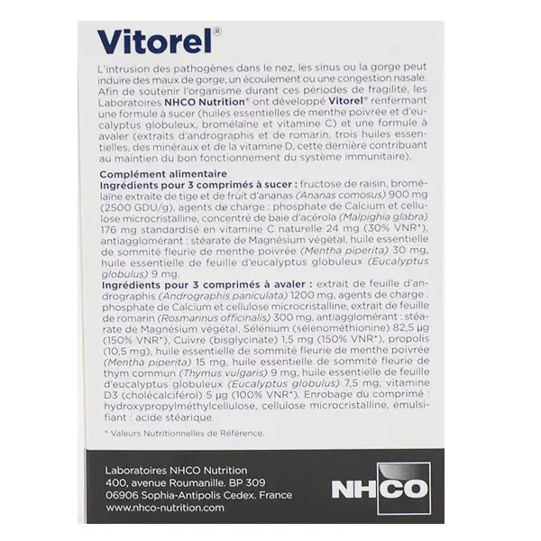 NHCO Vitorel Nariz, Seios Nasais e Garganta 15 pastilhas + 15 comprimidos enguláveis
