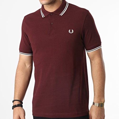 Polo Manches Courtes Twin Tipped M3600 Bordeaux Blanc