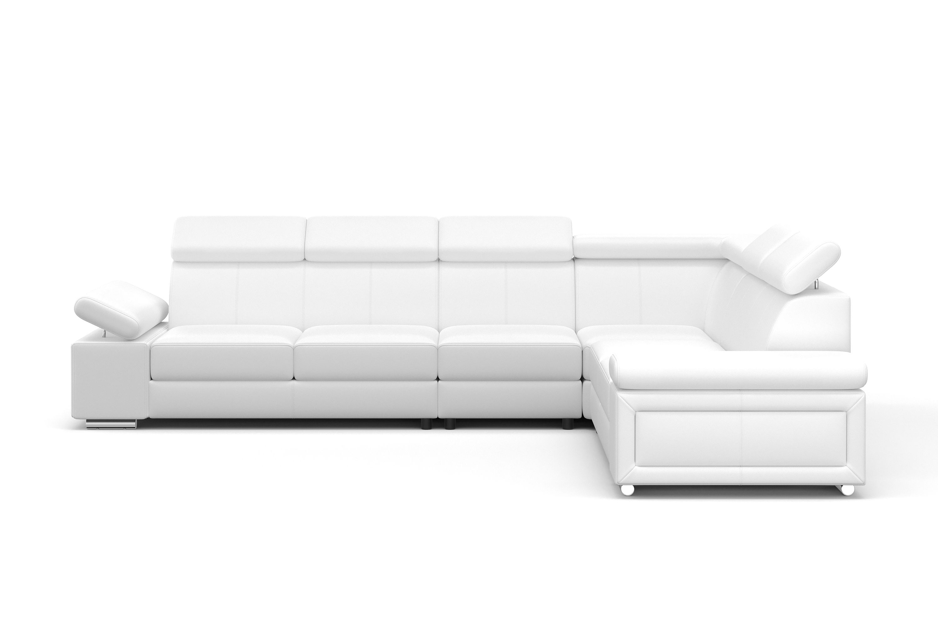 Ecksofa Leder CRISTIANO links/rechts weiss